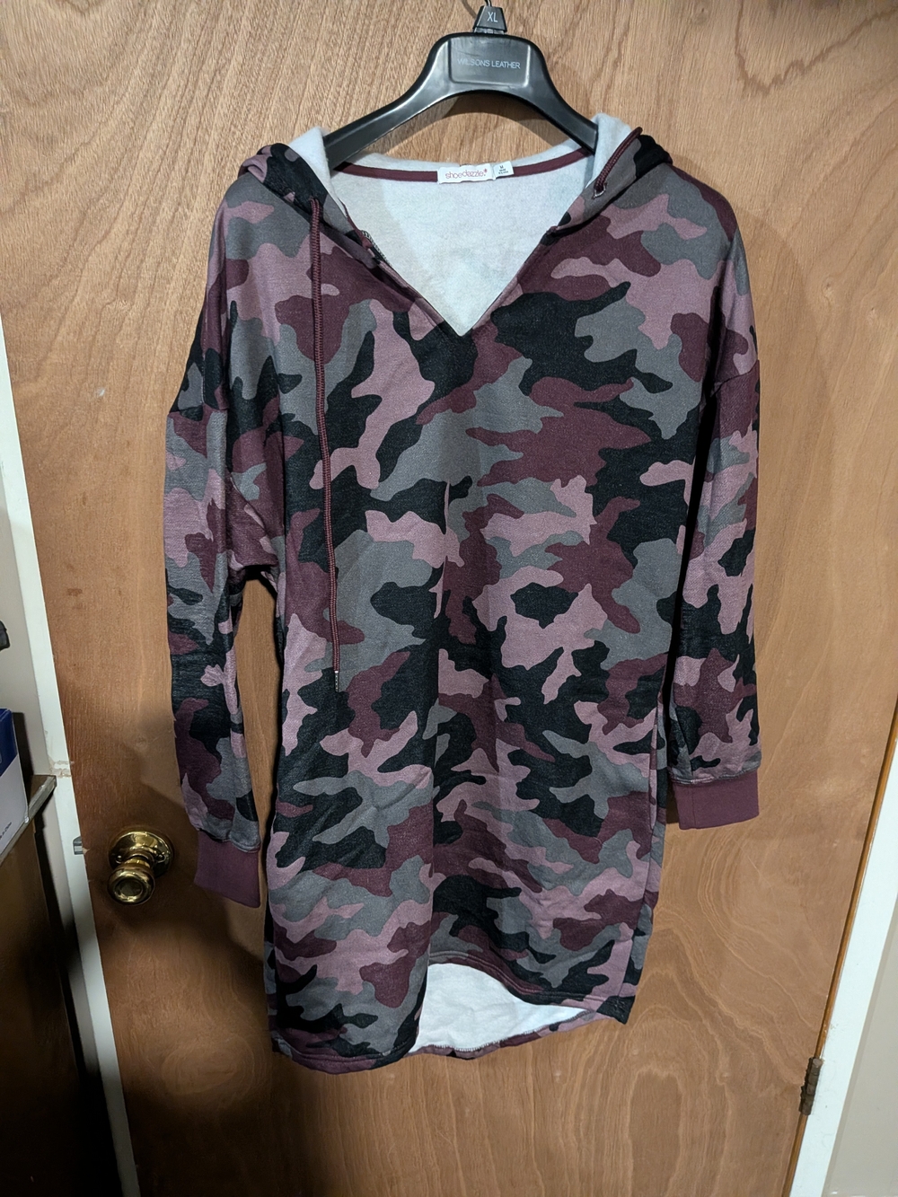 Shoe Dazzle Girls' Burgundy and Gray Camo Hoodie Dress